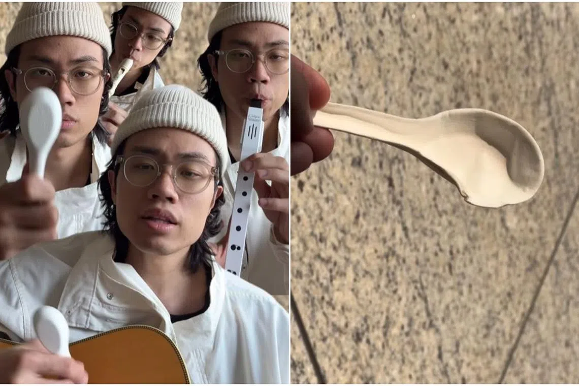 The Instagram reel posted by local singer-songwriter Subyub Lee shows the misshapen spoon at the end.
