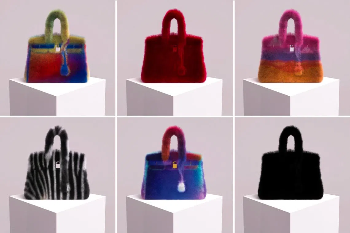 Examples of MetaBirkins, the NFTs that artist Mason Rothschild sold online for US$450 apiece. 