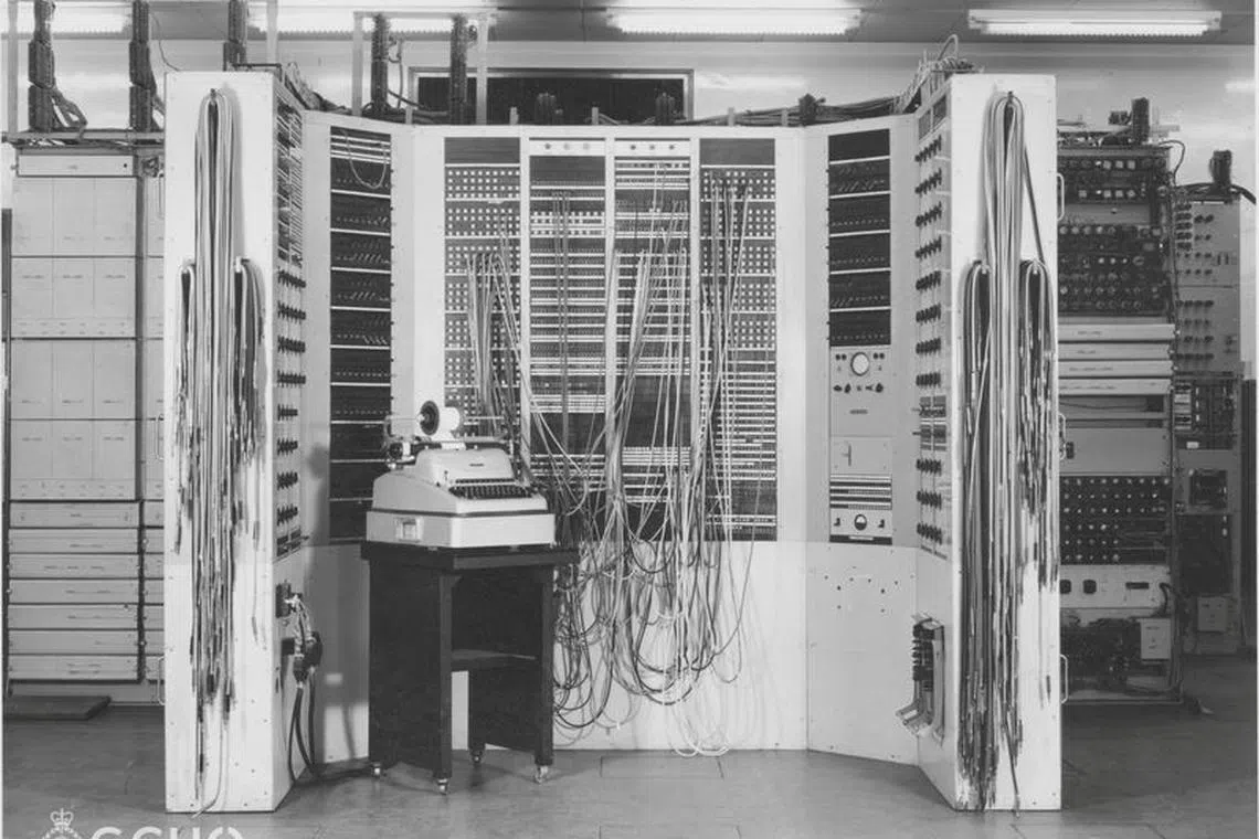 A general view of Colossus, the codebreaking computer, used at Bletchley Park during WWII in this handout image obtained by Reuters on January 17, 2024. Crown Copyright reproduced by kind permissions of Director GCHQ/ Handout via REUTERS