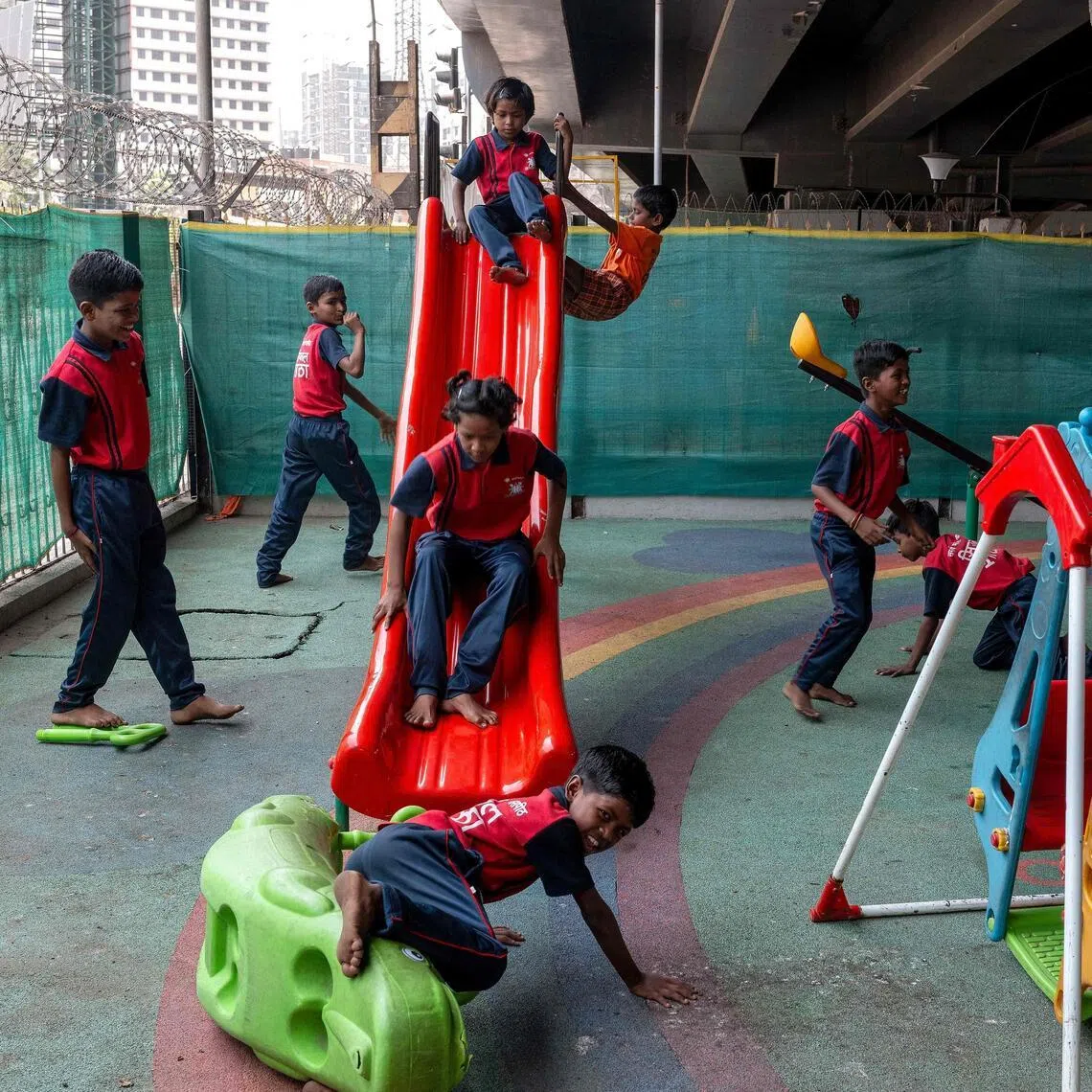 Children in a play area at the school in Mumbai on May 18. 