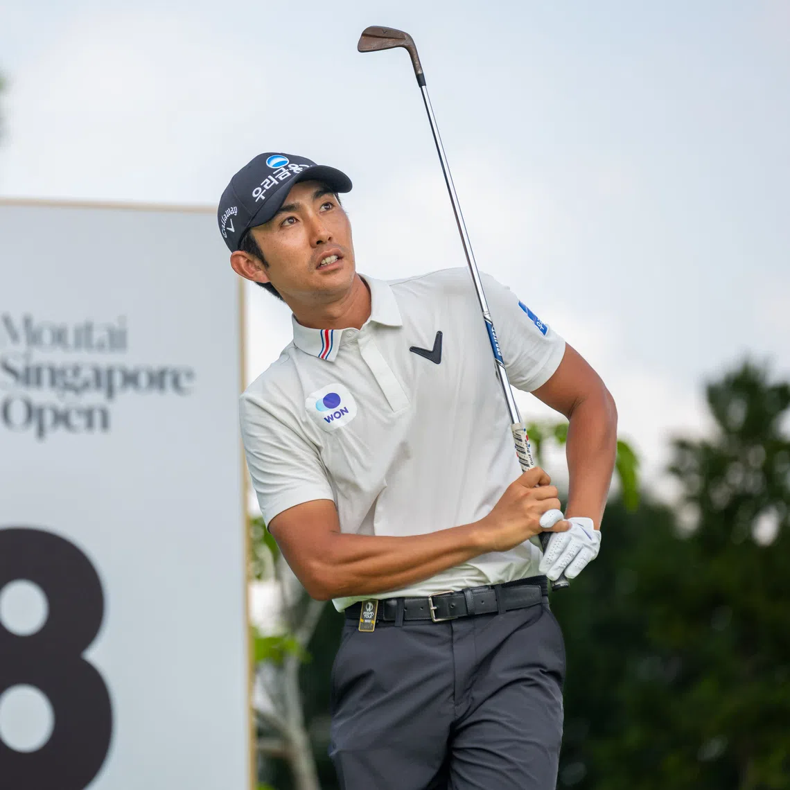 South Korea's Lee Soo-min in action during the third round of the Moutai Singapore Open at the Singapore Island Country Club.