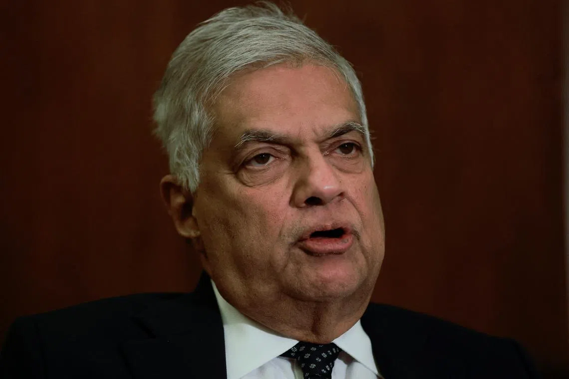 Sri Lanka's President Ranil Wickremesinghe speaks during an interview with Reuters at his office in Colombo, Sri Lanka November 28,2023. REUTERS/Dinuka Liyanawatte/File Photo