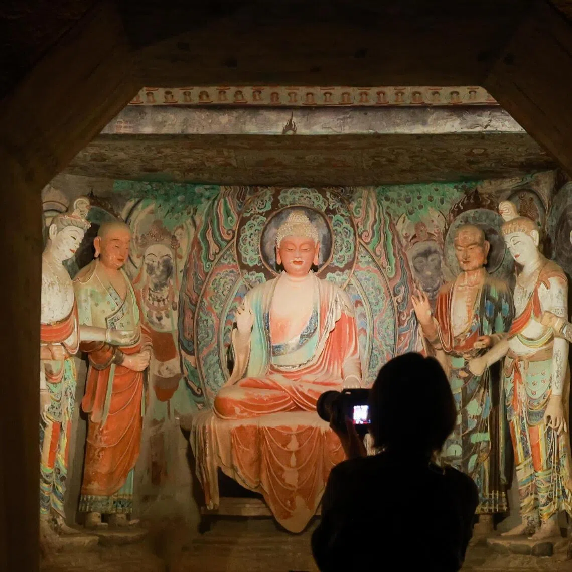 A replica cave at ACM’s exhibition on the Mogao Caves of China.