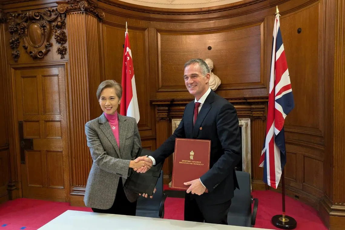myai06 - Minister for Digital Development and Information, Josephine Teo, signing theMemorandum of Cooperation on Collaboration on the Safety of Artificial Intelligence with Secretaryof State for the Department of Science, Innovation and Technology, UK, Peter Kyle. Credit: MDDI