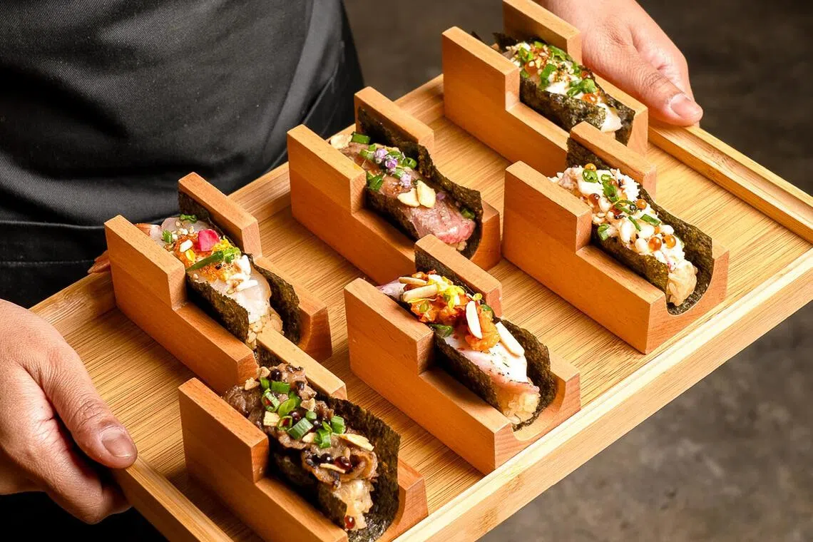 Skosh Hand Roll & Matcha Bar specialises in seafood and wagyu hand rolls.