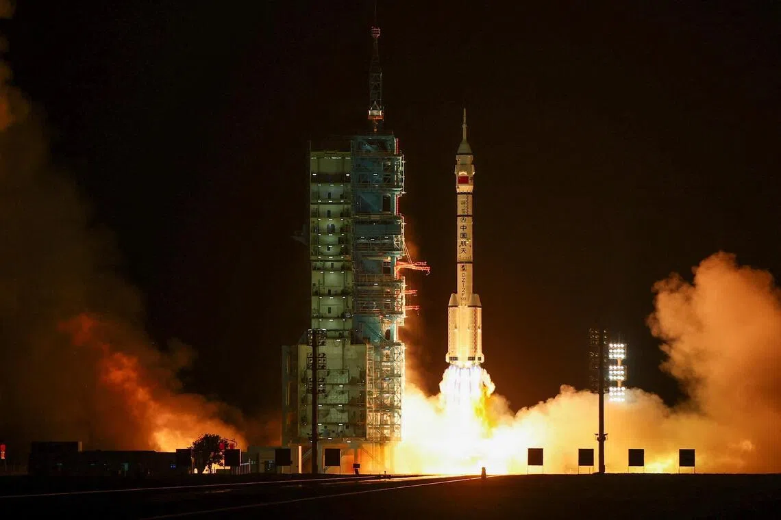 China launches three-crew space flight as part of Moon ambitions