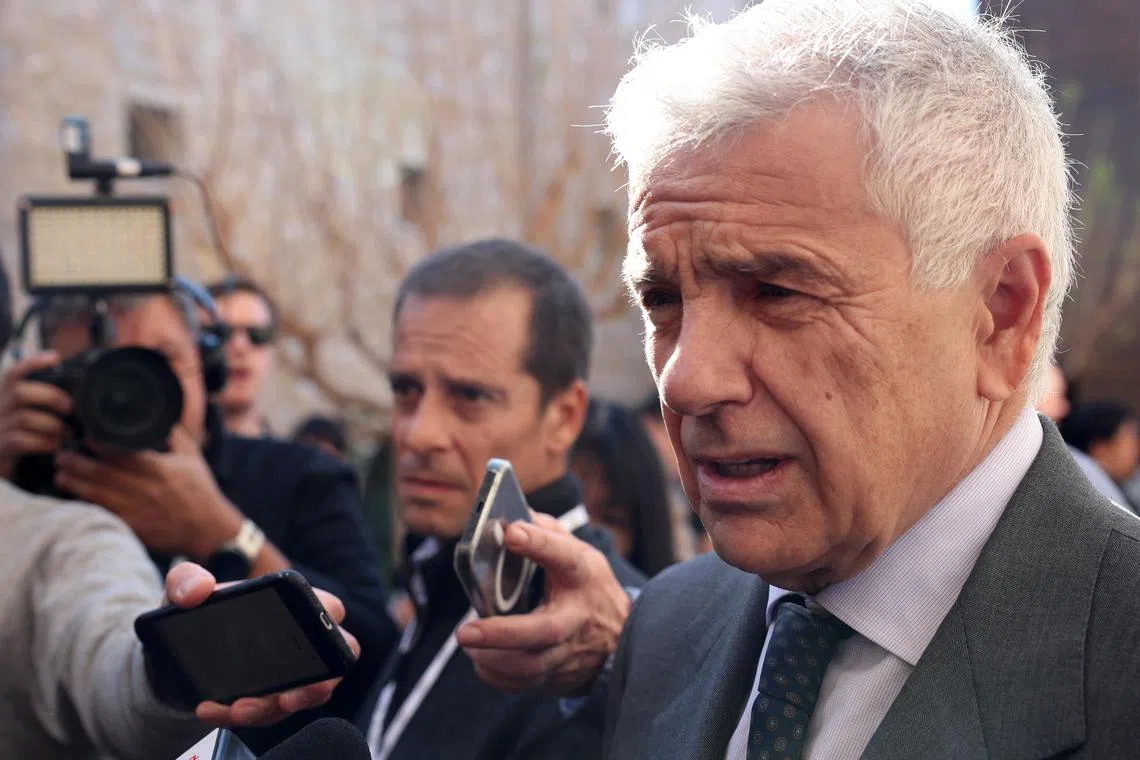 IOC presidential candidate Juan Antonio Samaranch Junior speaking to the media on March 19.