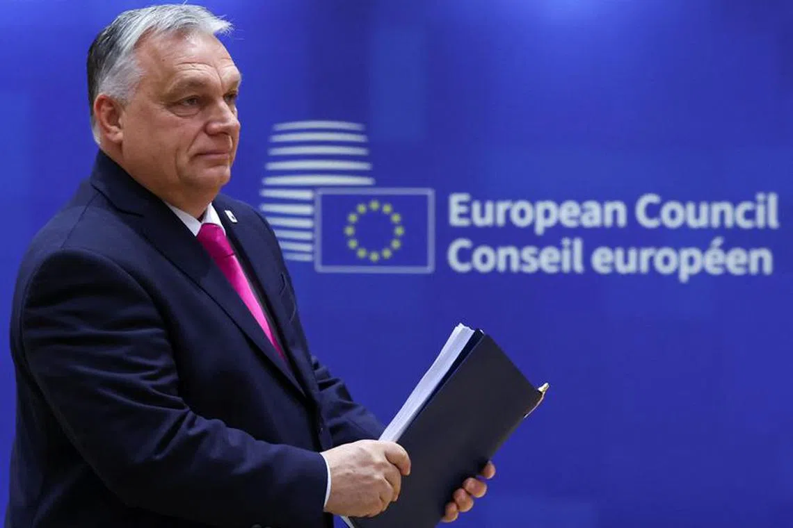 FILE PHOTO: Hungary's Prime Minister Viktor Orban attends a European Union leaders summit, in Brussels, Belgium December 14, 2023. REUTERS/Yves Herman/File Photo