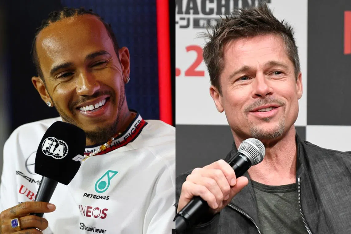 Lewis Hamilton (left) is a co-producer on the movie, which stars Brad Pitt as a driver coming out of retirement to race an up-and-coming rookie.
