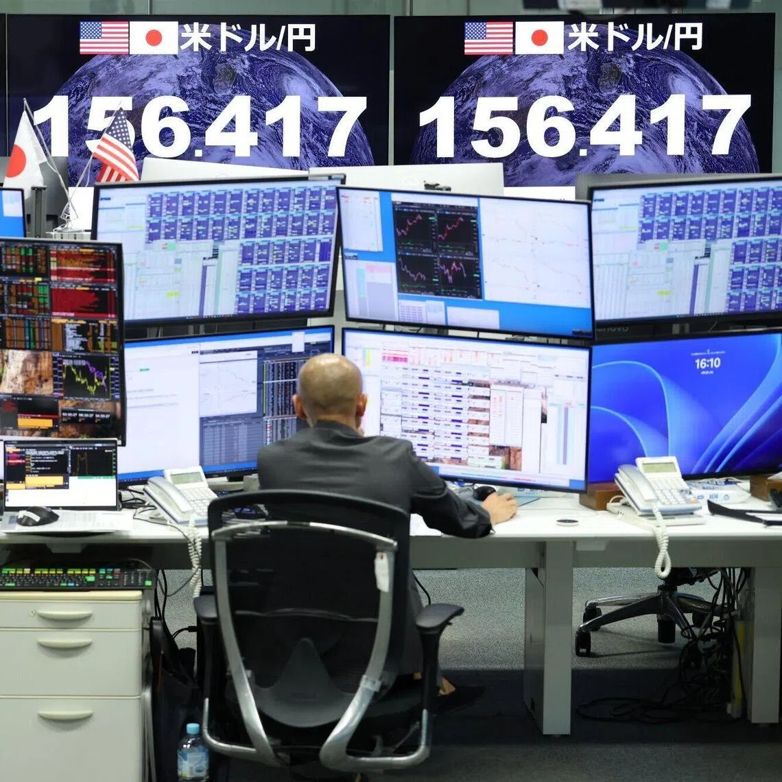 A forex brokerage’s trading room in Tokyo on Sept 3. The currency has surged more than two yen since then, as traders turn bullish after a months-long slide.