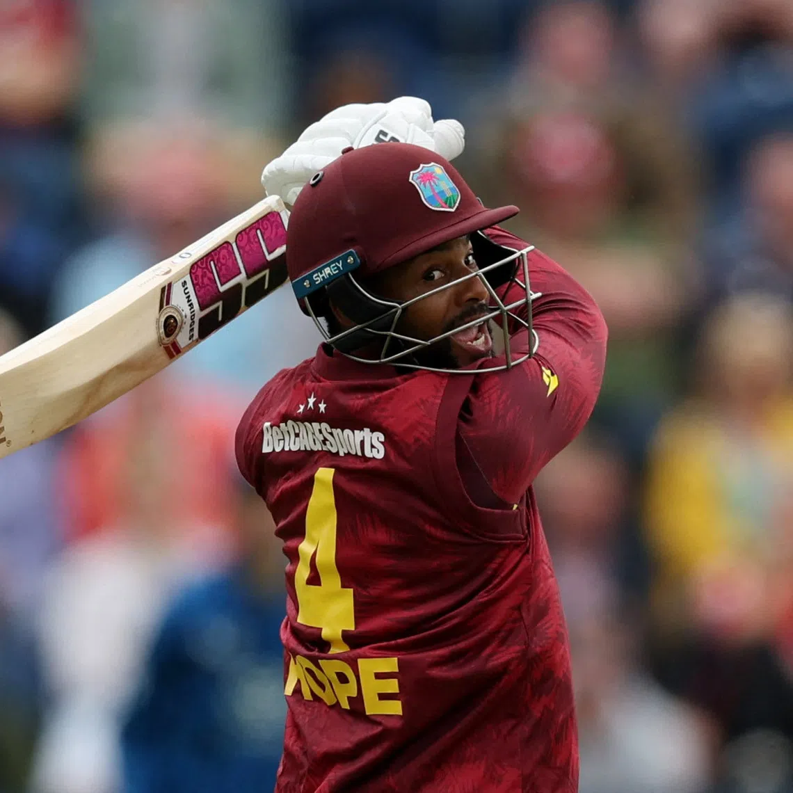 FILE PHOTO: Cricket - Second One Day International - England v West Indies - Sophia Gardens, Cardiff, Wales, Britain - June 1, 2025 West Indies' Shai Hope in action Action Images via Reuters/Paul Childs/ File Photo
