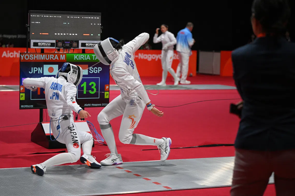 Kiria Tikanah (right) had beaten Japan’s Miho Yoshimura 14-13 to advance to the quarter-finals.