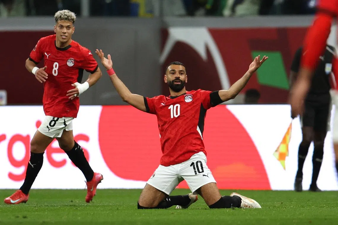 Soccer Football - CAF Africa Cup of Nations - Morocco 2025 - Semi Final - Senegal v Egypt - Tangier Grand Stadium, Tangier, Morocco - January 14, 2026 Egypt's Mohamed Salah reacts REUTERS/Amr Abdallah Dalsh