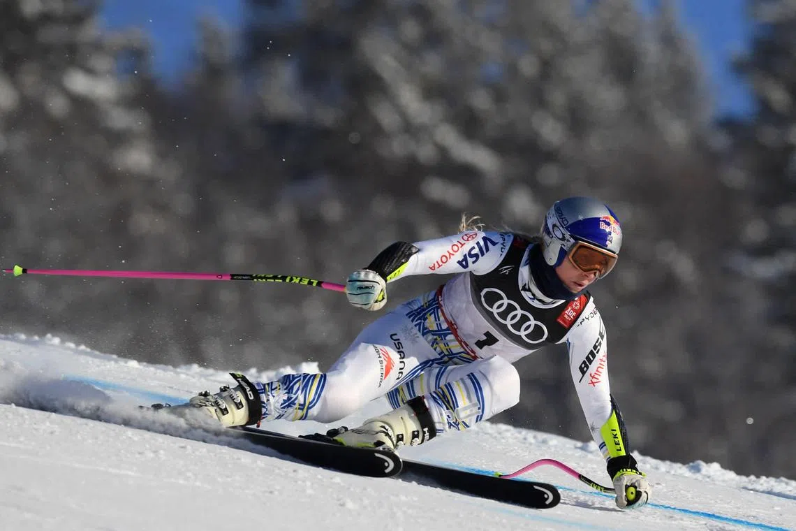 Lindsey Vonn during training for the Women's Downhill event of the 2019 FIS Alpine Ski World Championships.