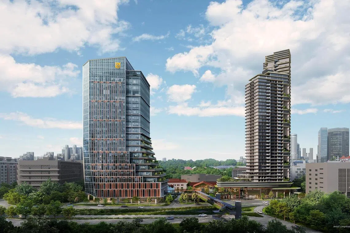 An artist’s impression of Union Square during the day. It will be within walking distance to three MRT stations, and sits along the Singapore River.