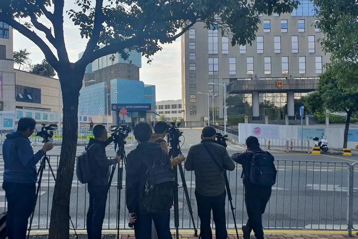 Many Japanese reporters gathered outside the Shenzhen Intermediate People's Court on Jan 24, awaiting updates on a case that shook the Japanese community in China.
