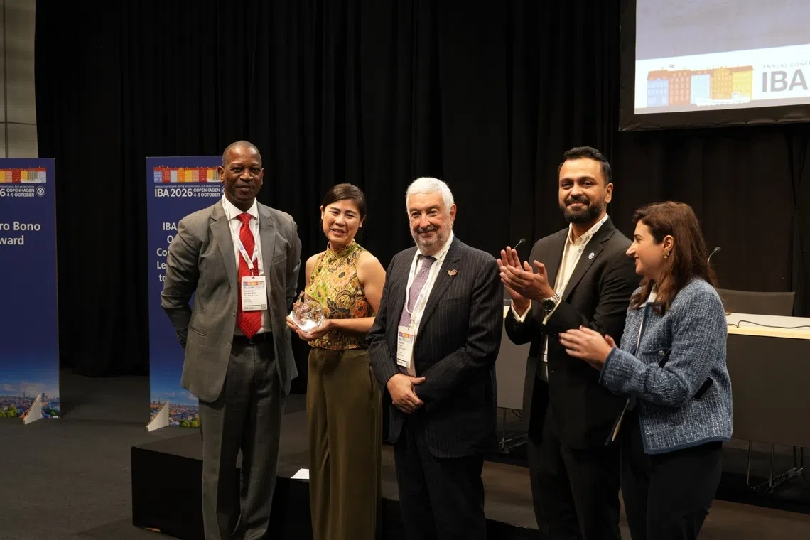 Lawyer Charmaine Yap received the International Bar Association’s Outstanding Young Lawyer of the Year Award in Copenhagen, Denmark, on Oct 8.
