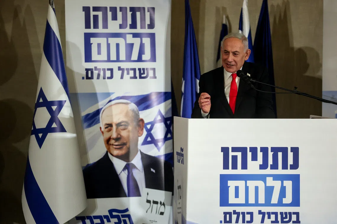 Israeli Prime Minister Benjamin Netanyahu delivers a statement to members of the press, in Jerusalem, September 8, 2026. REUTERS/Ammar Awad