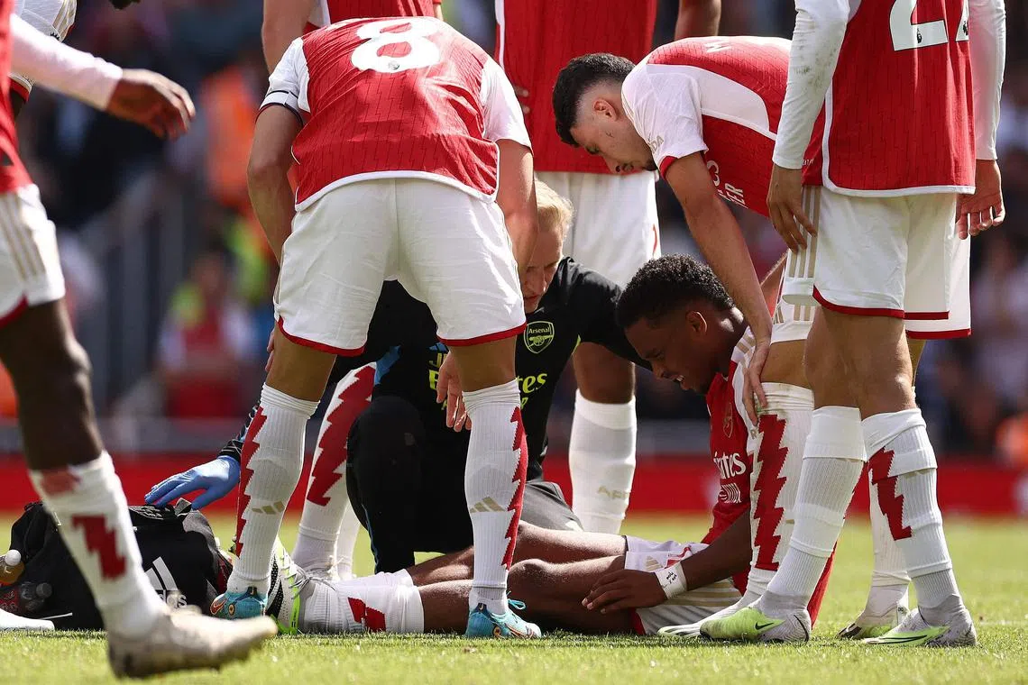 Timber damaged a ligament in his right knee, during the Gunners’ 2-1 win at home to Nottingham Forest.