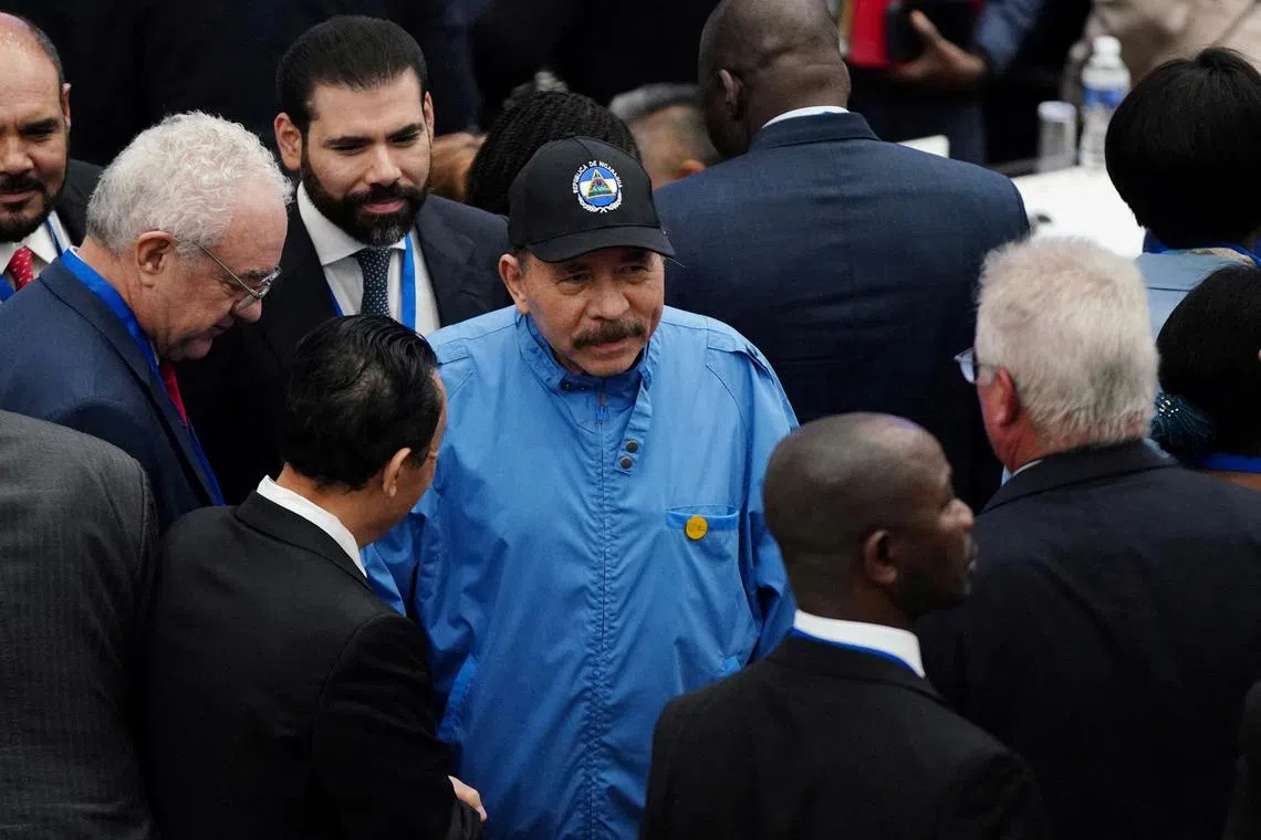 FILE PHOTO: Nicaragua's President Daniel Ortega attends the opening ceremony of the G77+China summit in Havana, Cuba, September 15, 2023. REUTERS/Alexandre Meneghini/File Photo