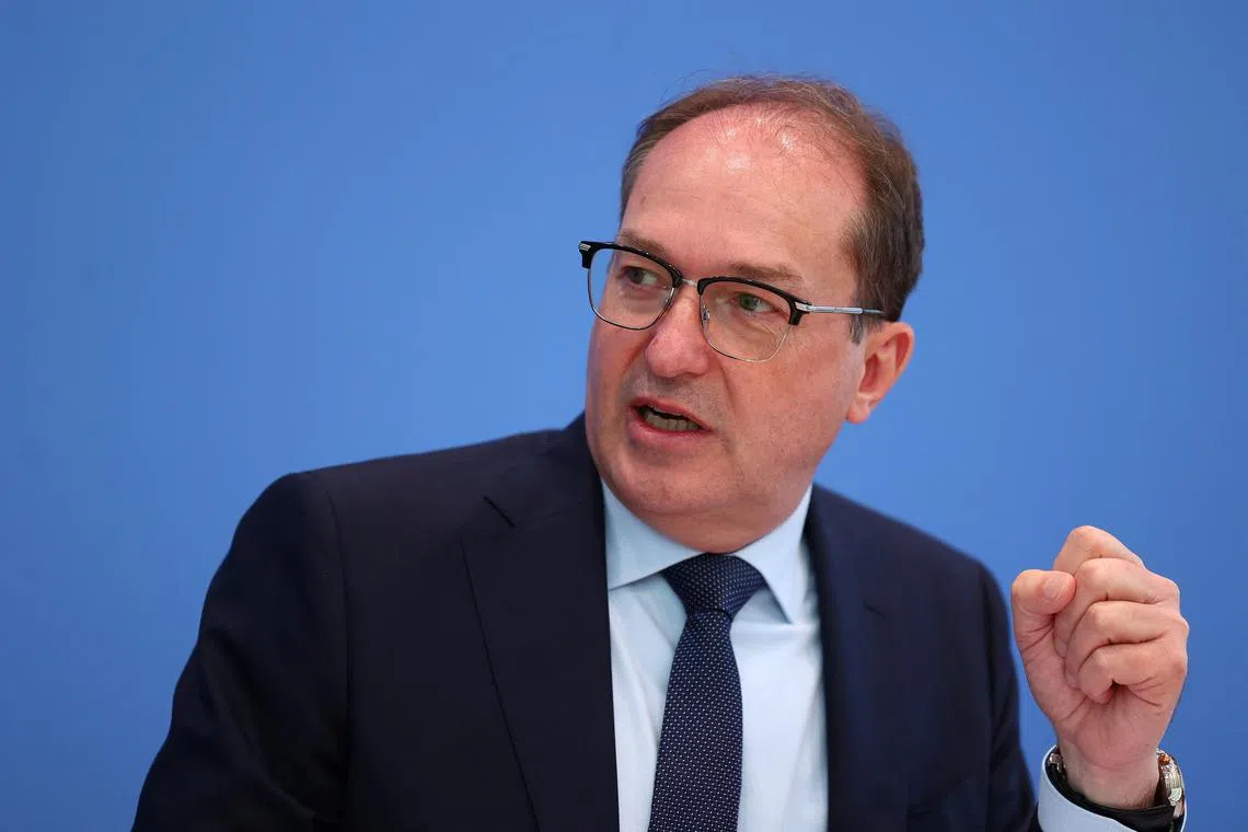 German Interior Minister Alexander Dobrindt attends a press conference to present National Situation Report on Cybercrime 2024, in Berlin, Germany, June 3, 2025. REUTERS/Christian Mang