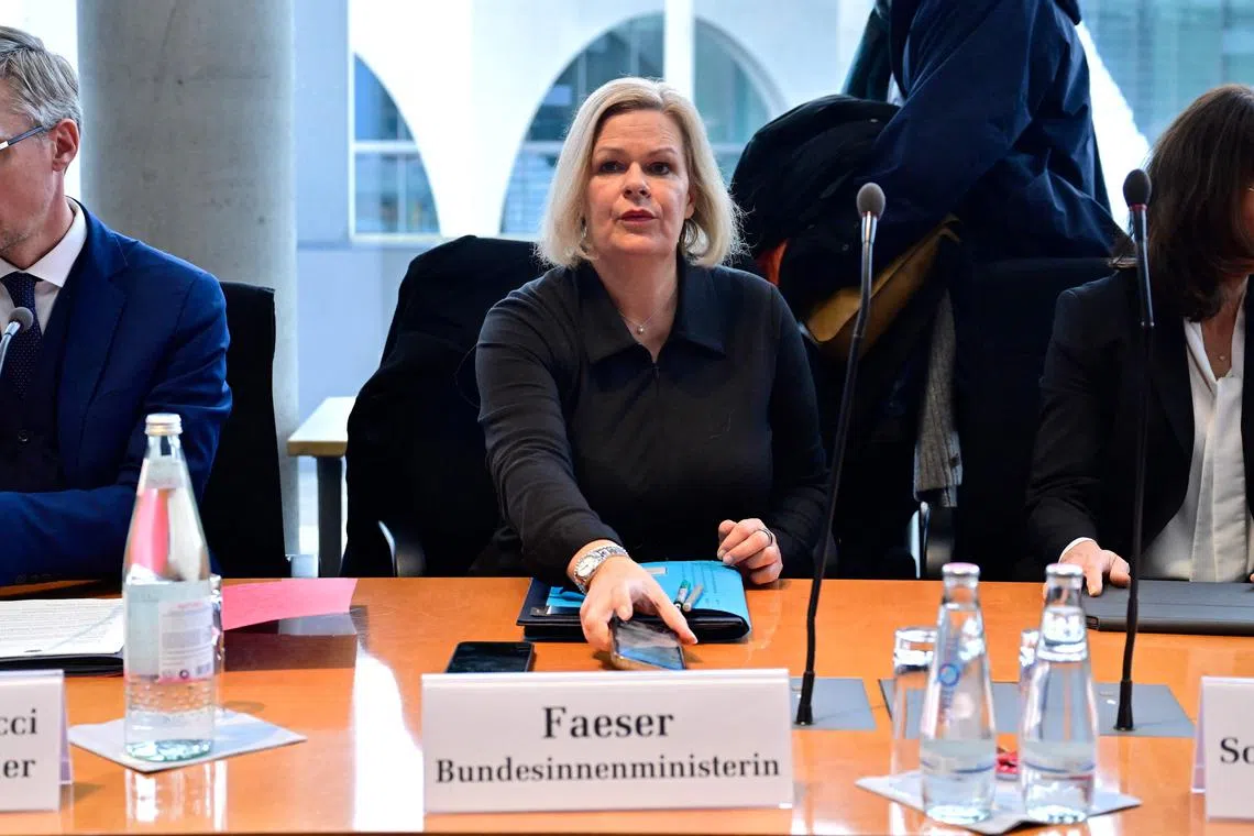 German Interior Minister Nancy Faeser (centre) waiting for the start of a hearing in Berlin on the Magdeburg Christmas Market attack, on Dec 30.