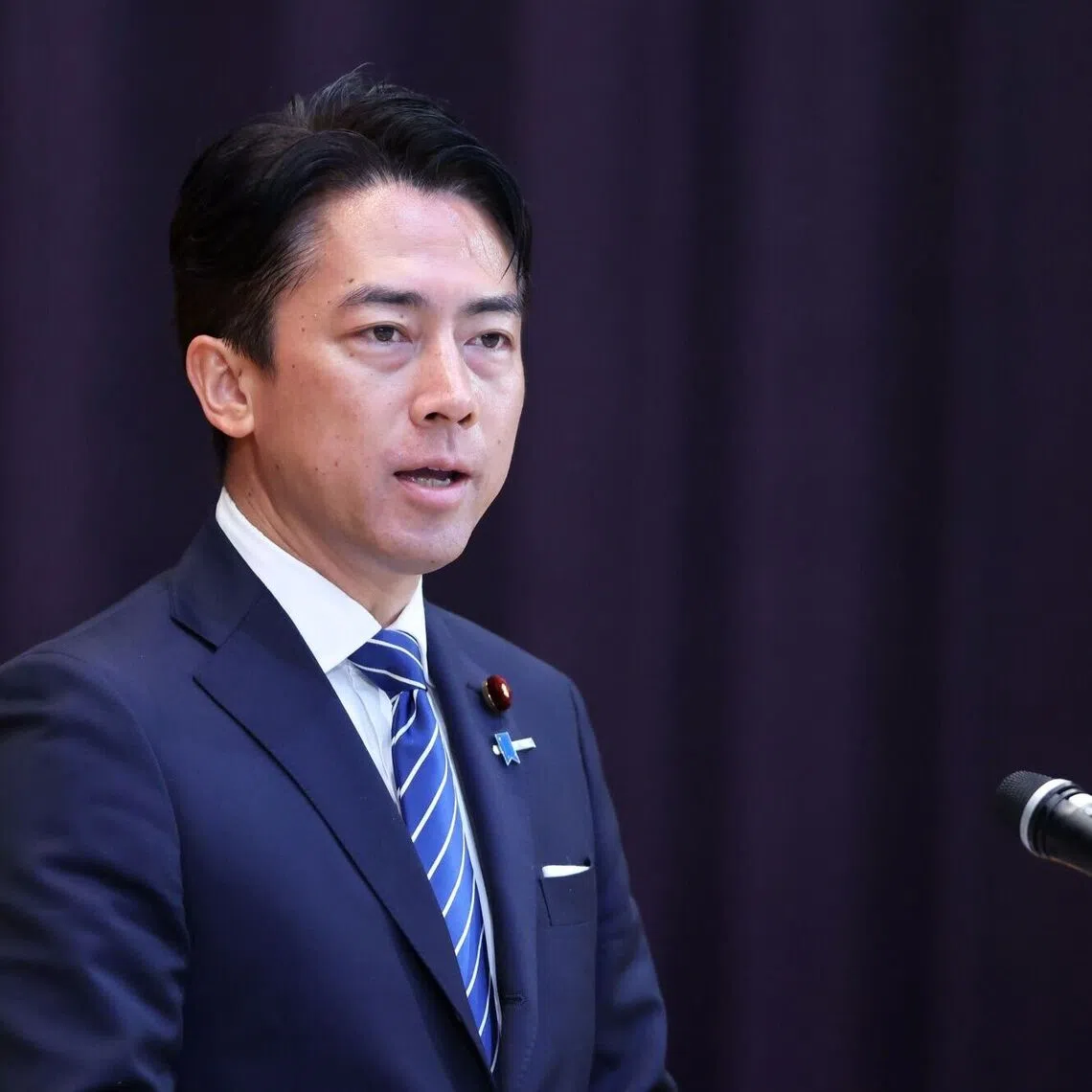 Japan’s Defence Minister Shinjiro Koizumi speaking to Self-Defence Forces senior commanders at the Defence Ministry in Tokyo on Sept 2.