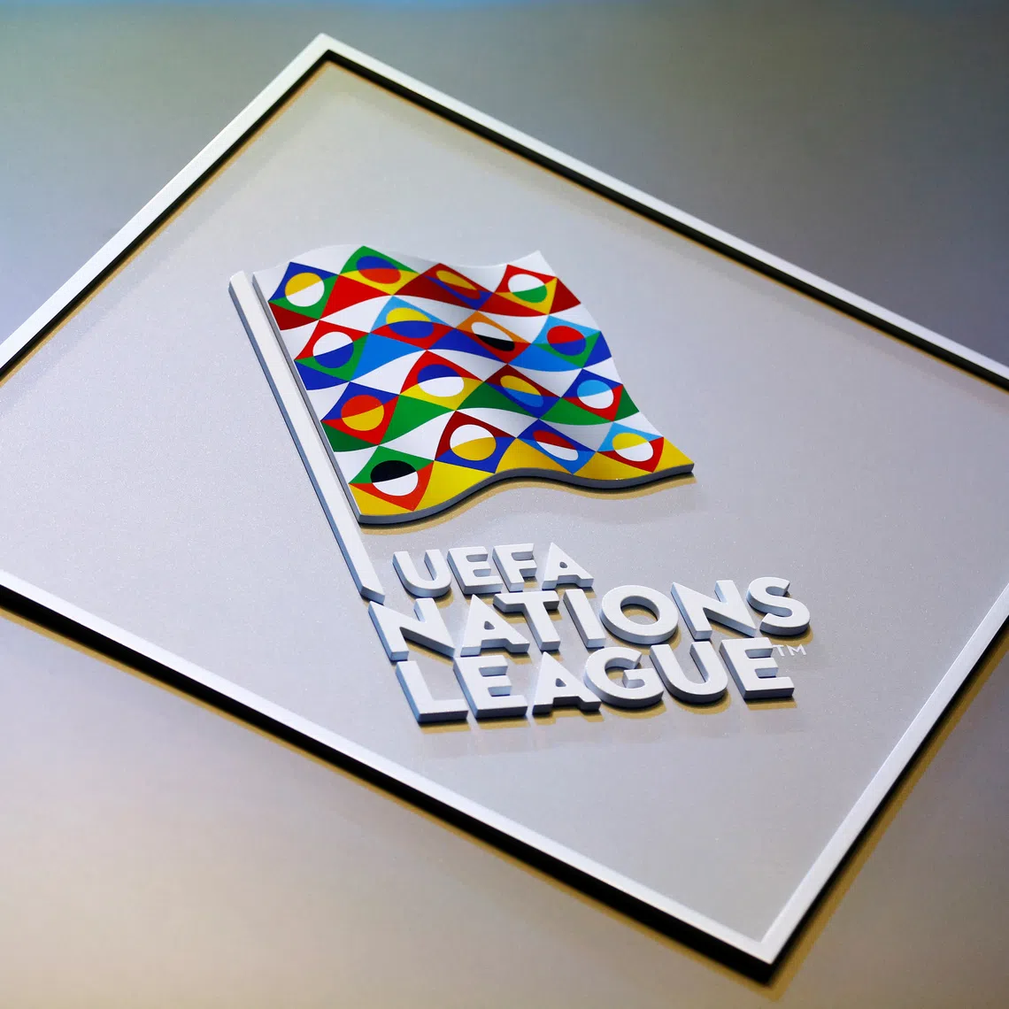 Soccer Football - UEFA Nations League Group Draw - Lausanne, Switzerland - January 24, 2018   General view of the UEFA Nations League logo before the draw   REUTERS/Pierre Albouy