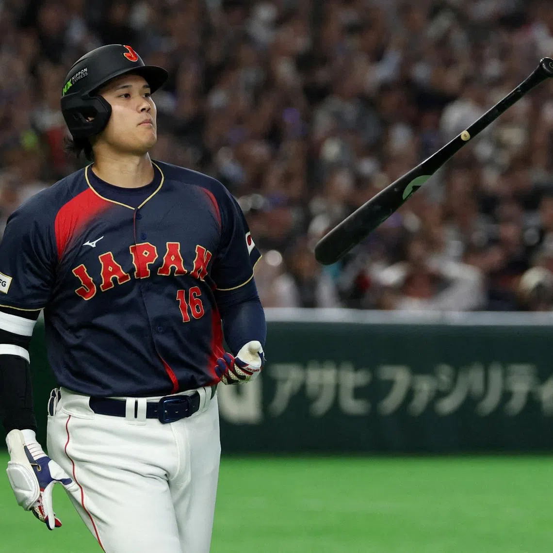 Baseball - World Baseball Classic - Pool C - Japan v Taiwan - Tokyo Dome, Tokyo, Japan - March 6, 2026 Japan's Shohei Ohtani reacts during the fourth innings REUTERS/Issei Kato