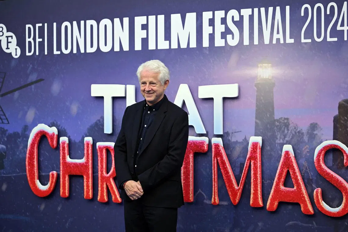 Co-writer and executive producer Richard Curtis poses on the red carpet upon arrival to attend the BFI London Film Festival’s Headline Gala for That Christmas at the Royal Festival Hall, during the 2024 BFI London Film Festival in London, on Oct 19.