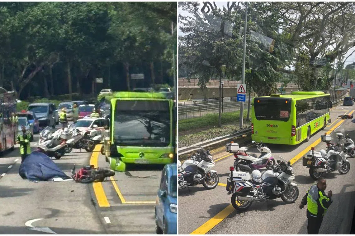 The motorcyclist was declared dead at the site of the accident in Lentor Avenue by a Singapore Civil Defence Force paramedic.