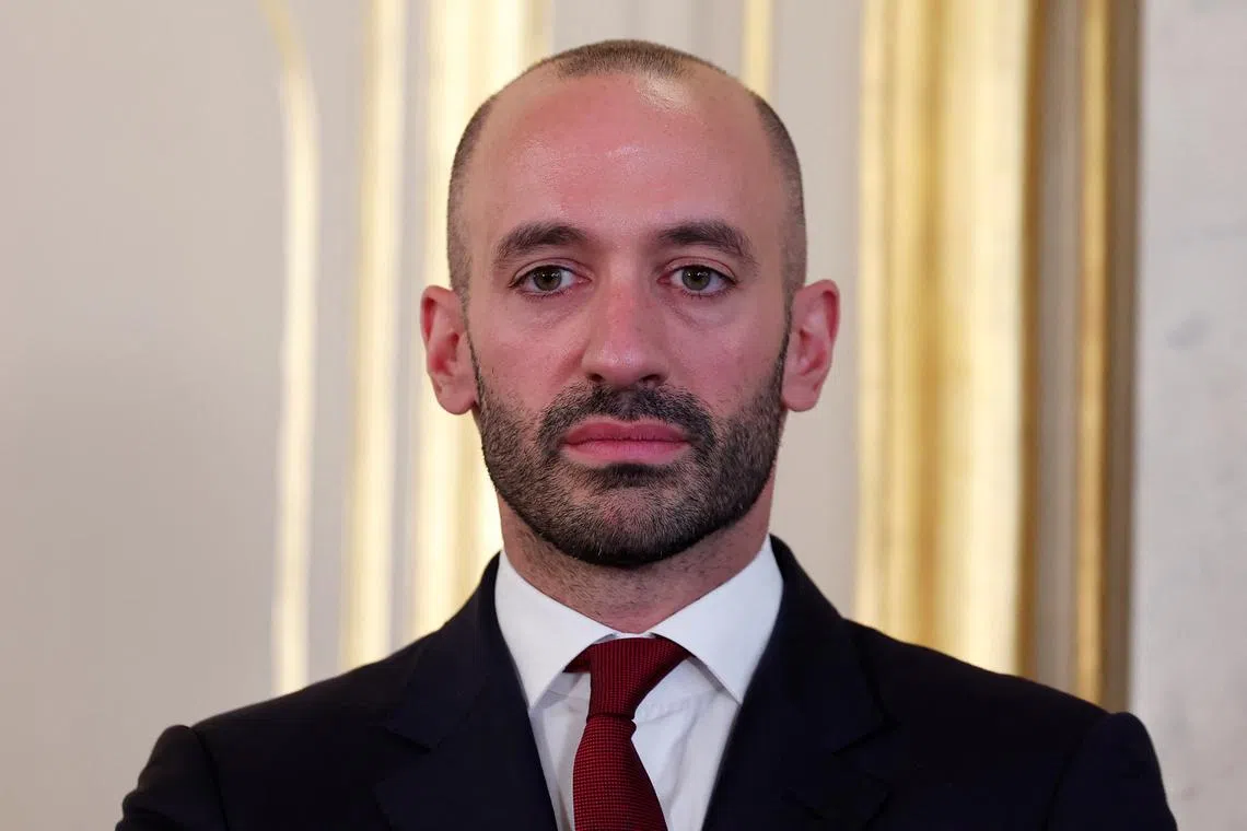 FILE PHOTO: Newly-appointed French Junior Minister for Europe Benjamin Haddad attends a handover ceremony at the Quai d'Orsay in Paris, France, September 23, 2024. REUTERS/Gonzalo Fuentes/File photo
