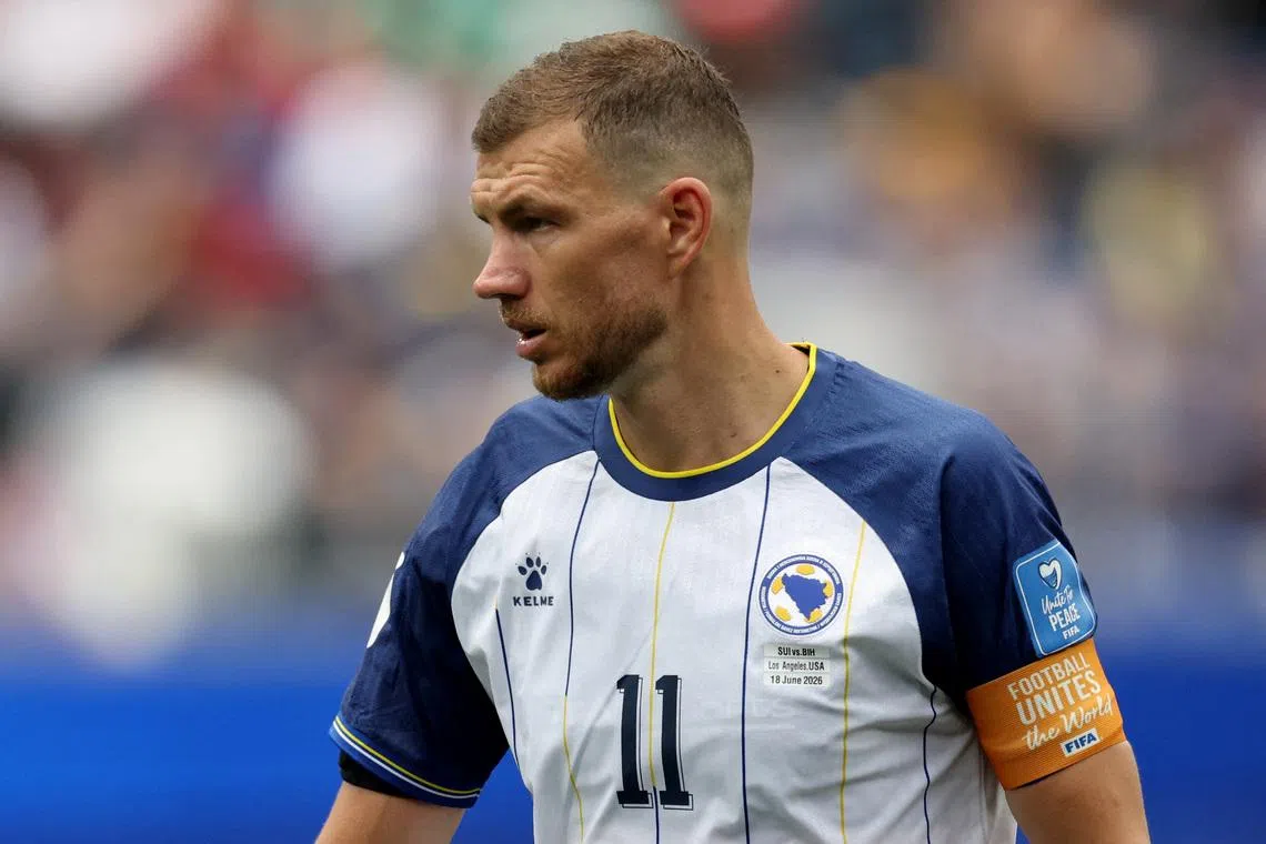 Soccer Football - FIFA World Cup 2026 - Group B - Switzerland v Bosnia and Herzegovina - Los Angeles Stadium, Inglewood, California, U.S. - June 18, 2026 Bosnia and Herzegovina's Edin Dzeko IMAGN IMAGES via Reuters/Kiyoshi Mio