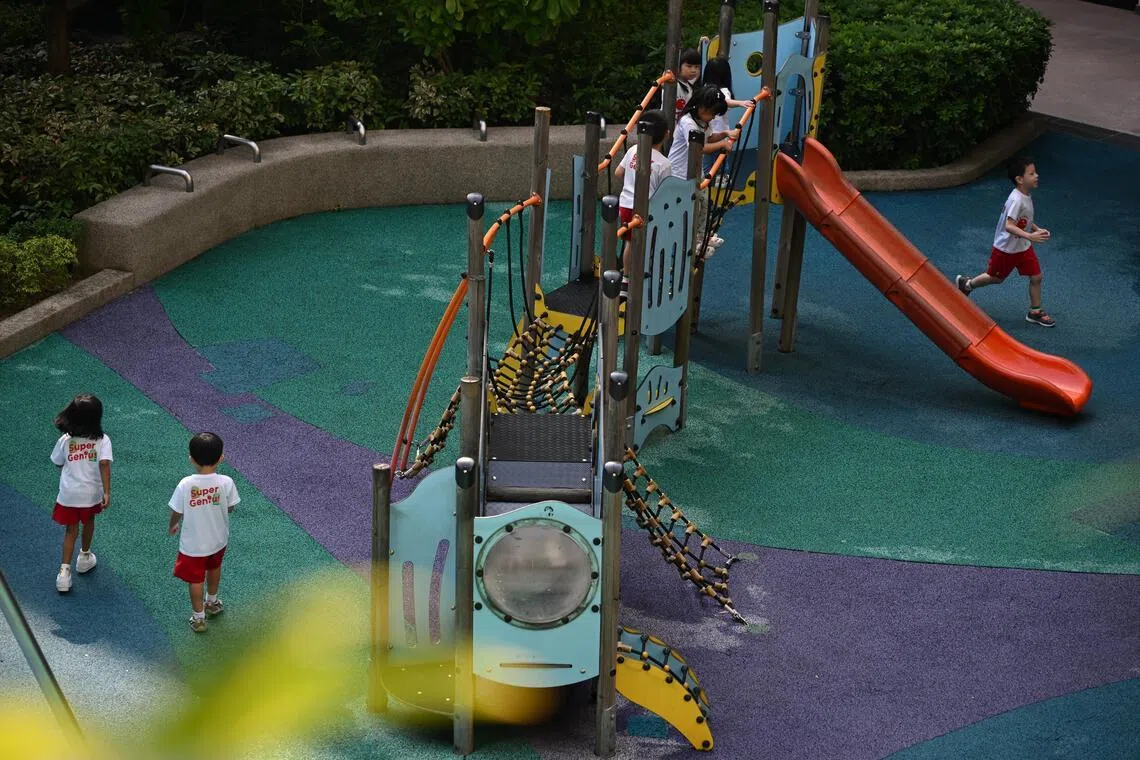 ST20260505_202641000993 Kua Chee Siong/ pixgeneric/
Generic pix of preschool children at the playground at Heartbeat@Bedok, on May 5, 2026.