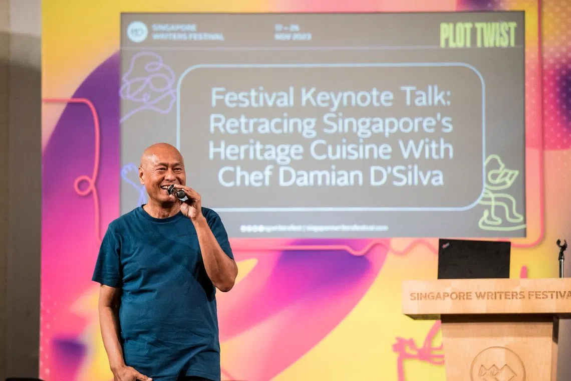 Chef Damian D'Silva gave a festival keynote at the Singapore Writers Festival on Nov 17.