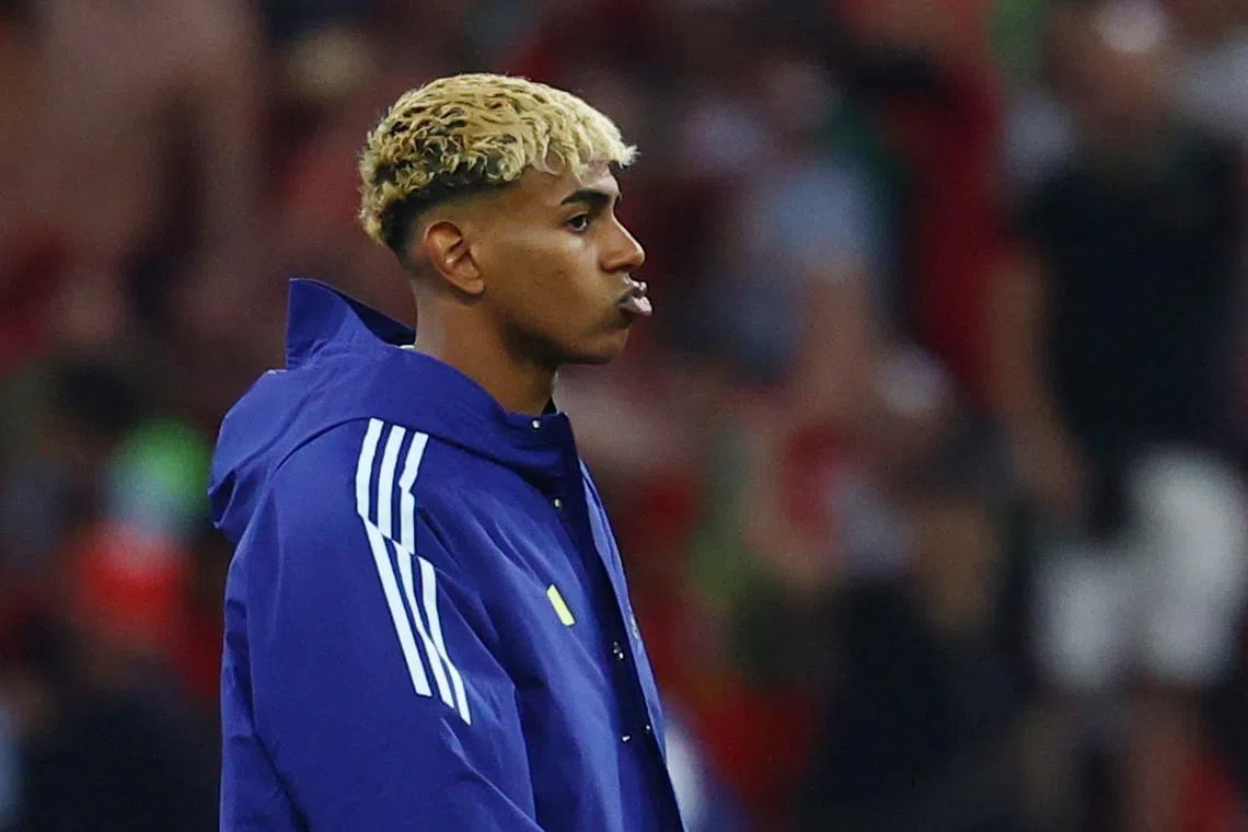 Soccer Football - Nations League - Final - Portugal v Spain - Allianz Arena, Munich, Germany - June 8, 2025 Spain's Lamine Yamal looks dejected after the match REUTERS/Kai Pfaffenbach