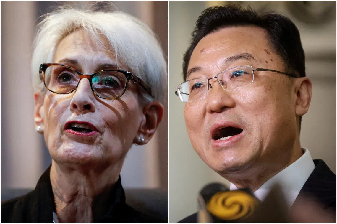 US Deputy Secretary of State Wendy Sherman (left) held a call with Chinese Ambassador Xie Feng on Tuesday.