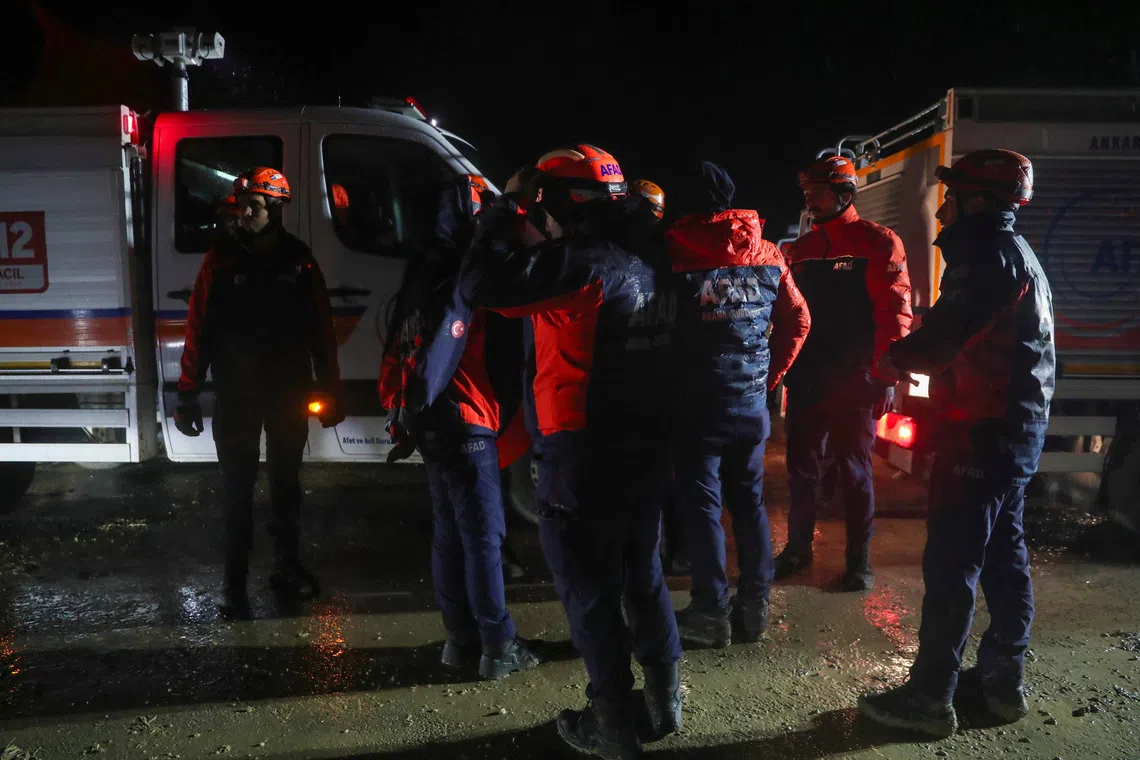 Turkish search and rescue teams arrive to a crash site of a jet carrying Libya's army chief of staff Mohammed Ali Ahmed Al-Haddad near Kesikkavak village, Turkey, December 24, 2025. REUTERS/Cagla Gurdogan