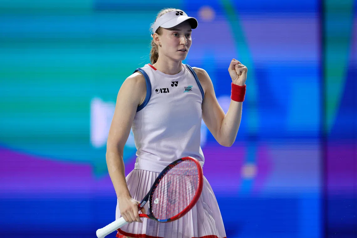 Tennis - WTA 500 - Ningbo Open - Yinzhou Tennis Center, Ningbo, China - October 24, 2026 Kazakhstan's Elena Rybakina celebrates winning her semi final match against Russia's Diana Shnaider REUTERS/Athit Perawongmetha