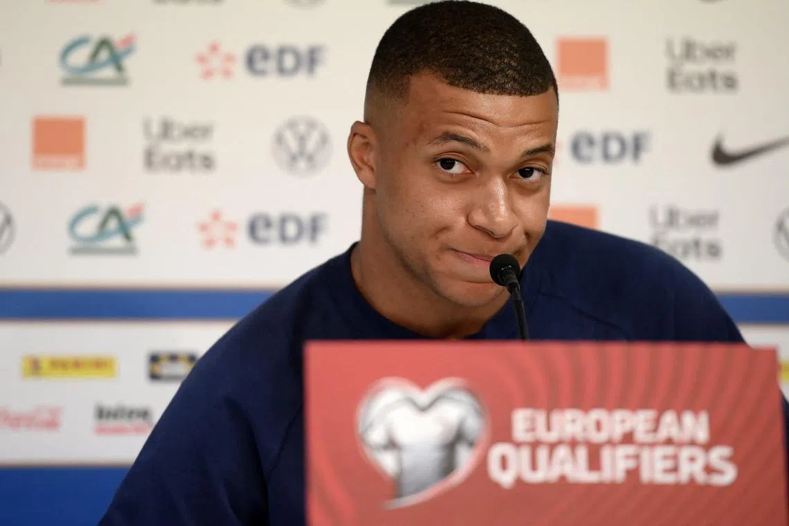 Kylian Mbappe takes questions ahead of  France's Euro 2024 qualifier against Gibraltar.