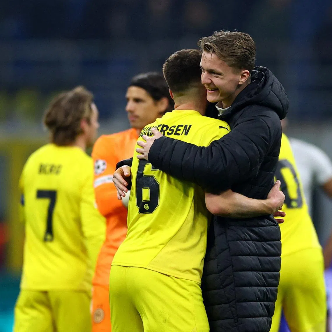 Soccer Football - UEFA Champions League - Play Off - Second Leg - Inter Milan v Bodo/Glimt - San Siro, Milan, Italy - February 24, 2026 Bodo/Glimt's Jostein Gundersen celebrates after the match REUTERS/Claudia Greco