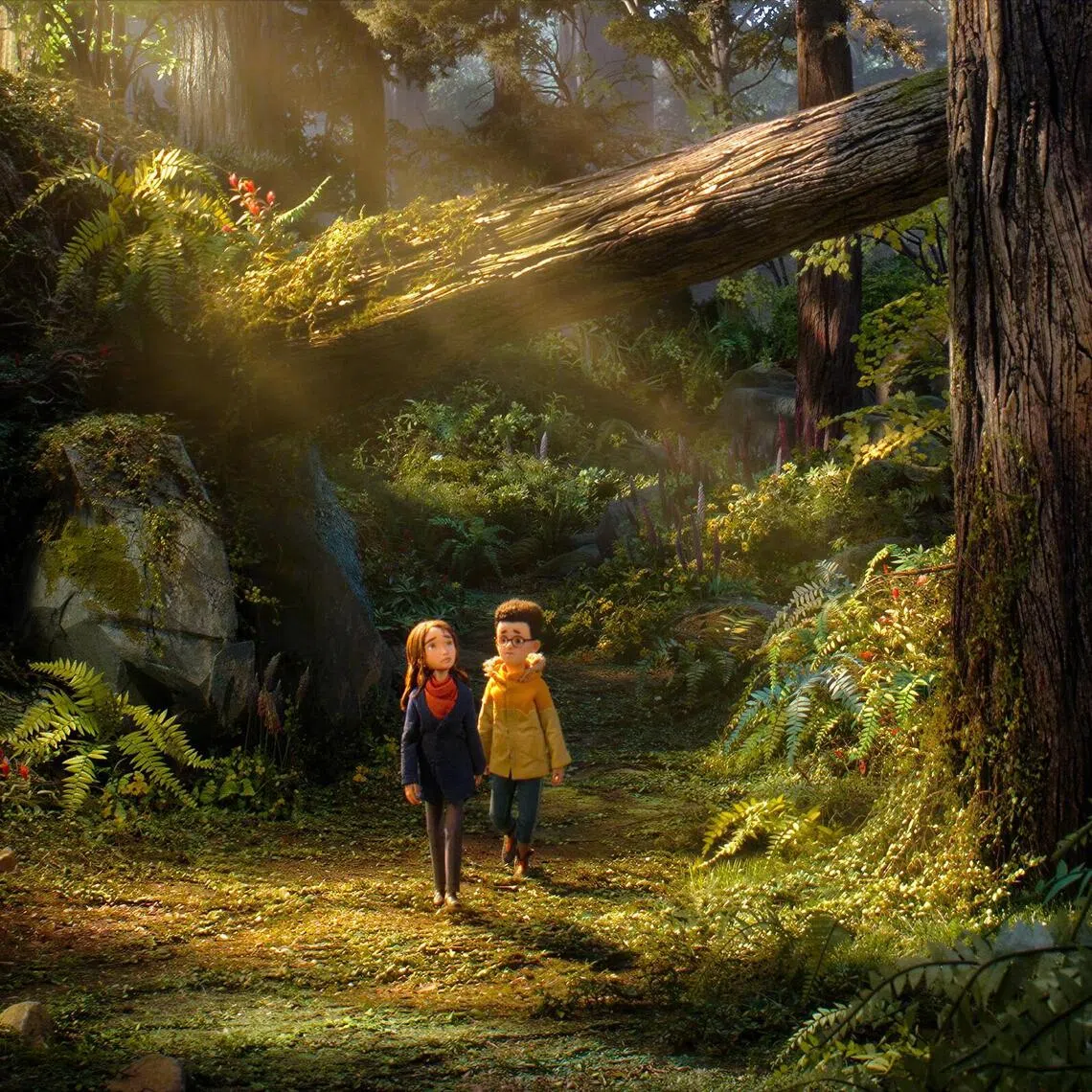 Characters Prue (left) and Curtis voiced by Peyton Elizabeth Lee and Jacob Tremblay respectively in Wildwood.