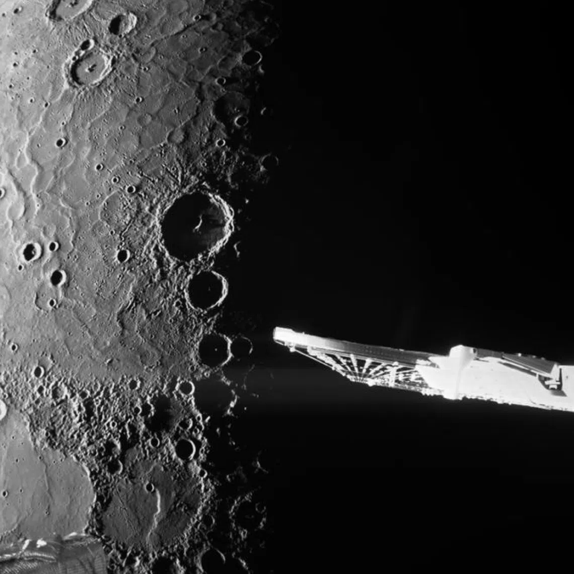 An image taken by the ESA/JAXA BepiColombo mission on 8 Jan, 2025 as the spacecraft sped by for its sixth and final gravity assist manoeuvre at the planet.