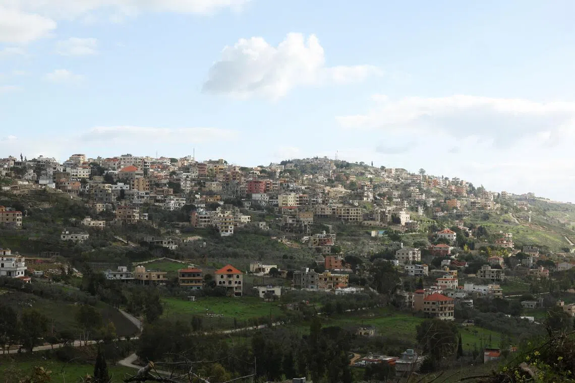 A view shows buildings in Khiam village, near the border with Israel, southern Lebanon, on Feb 19.