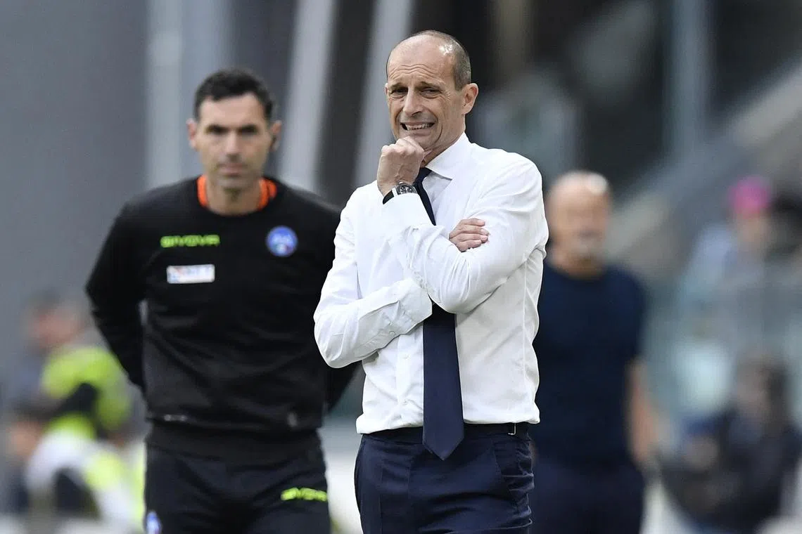 Soccer Football - Serie A - Juventus v Salernitana - Allianz Stadium, Turin, Italy - May 12, 2024 Juventus coach Massimiliano Allegri reacts REUTERS/Massimo Pinca