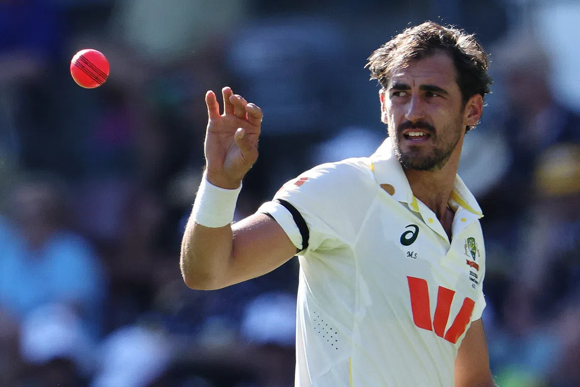 FILE PHOTO: Cricket - The Ashes - Australia v England - Second Test - The Gabba, Brisbane, Australia - December 4, 2025 Australia's Mitchell Starc in action REUTERS/Hollie Adams/File Photo