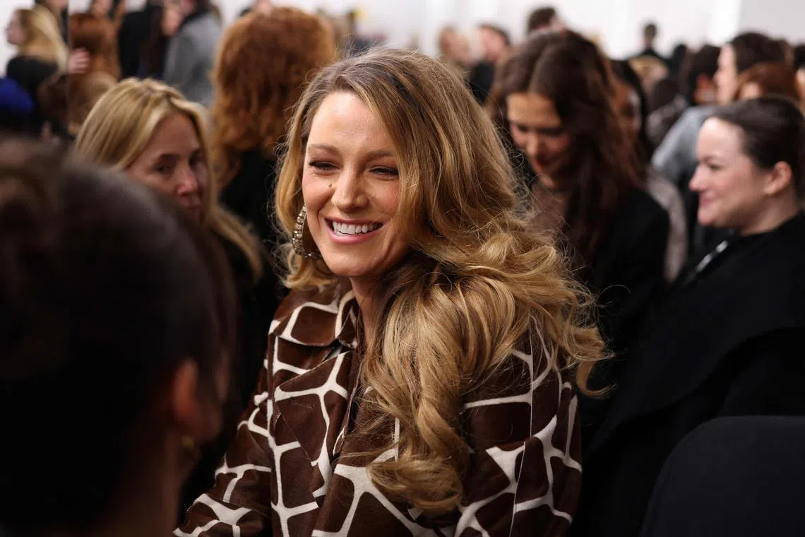 US actress Blake Lively is seen after the Michael Kors show during New York Fashion Week on February 13, 2024 in New York. (Photo by Charly TRIBALLEAU / AFP)