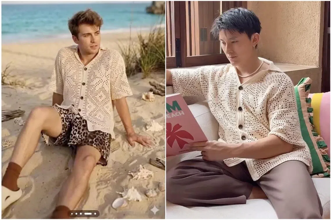 Singaporean celebrity couple Edwin Goh (right) and Rachel Wan alleged that one of their crochet patterns had been copied.
