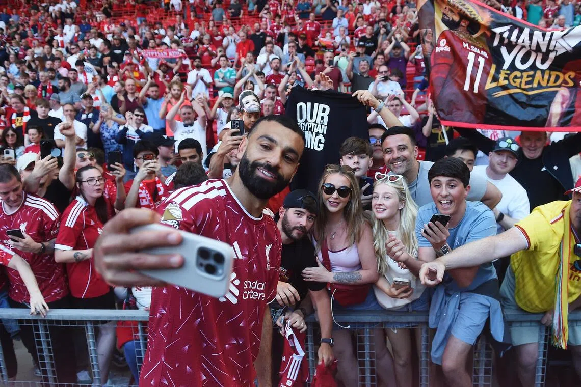 Mohamed Salah taking a selfie with fans after playing his last match for Liverpool in May 2026. With 257 goals for Liverpool in 442 appearances, Salah became the club’s third top goalscorer.