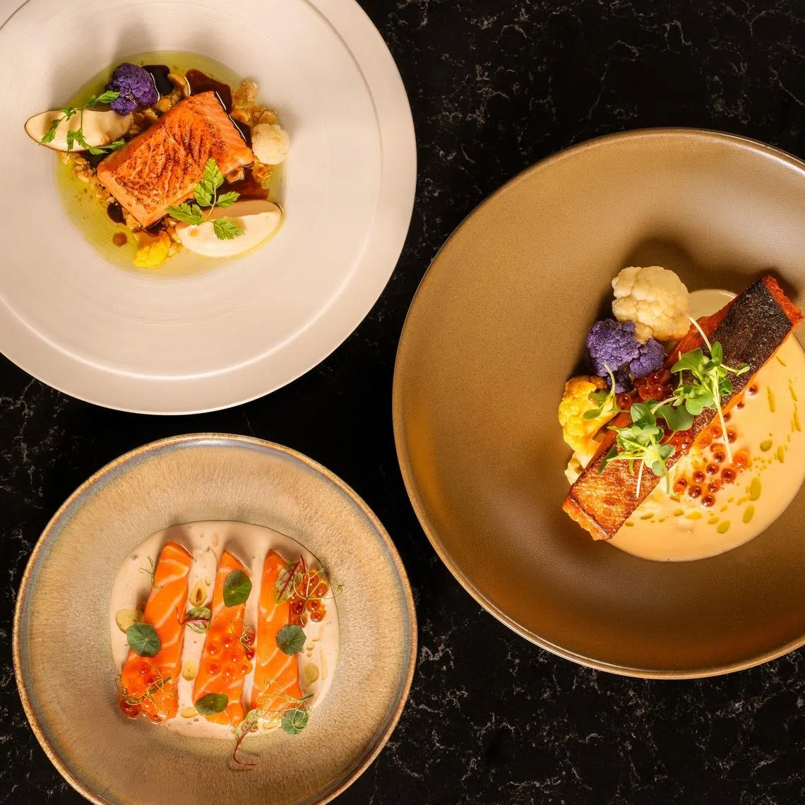 Akaroa salmon dishes on VUE Bar & Grill's spring menu. 